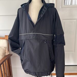 Gap Men’s Black  Quarter Zip Hooded  Long Sleeve Windbreaker Jacket  Size Large